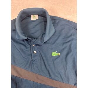 Lacoste Sport Polo Shirt XL Blue‎ Diagonal Stripe Short Sleeve Mens